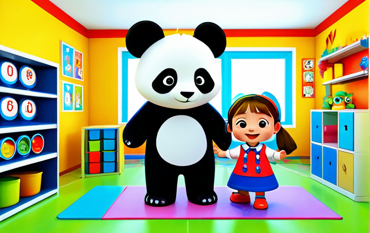 A cheerful scene featuring Kiki the panda and Miumiu, along with other cute anthropomorphic animal characters, in a vibrantly colored, well-lit playroom. They are fully clothed in modest, child-friendly attire, engaged in a joyful educational activity involving large, colorful building blocks and a big number chart. The animation style is high-quality, reminiscent of professional children's cartoons, with smooth lines and inviting expressions. The background is simple but rich in primary and secondary colors, suggesting a learning environment. perfect anatomy, correct proportions, natural pose, well-formed hands, proper finger count, natural body proportions, safe for work, appropriate content, fully clothed, family-friendly, high quality, professional illustration.