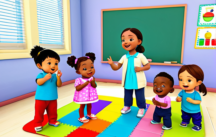 베이비버스와 유아기 언어 발달 - **

"A group of diverse toddlers, fully clothed in colorful and modest play clothes, are singing alo...