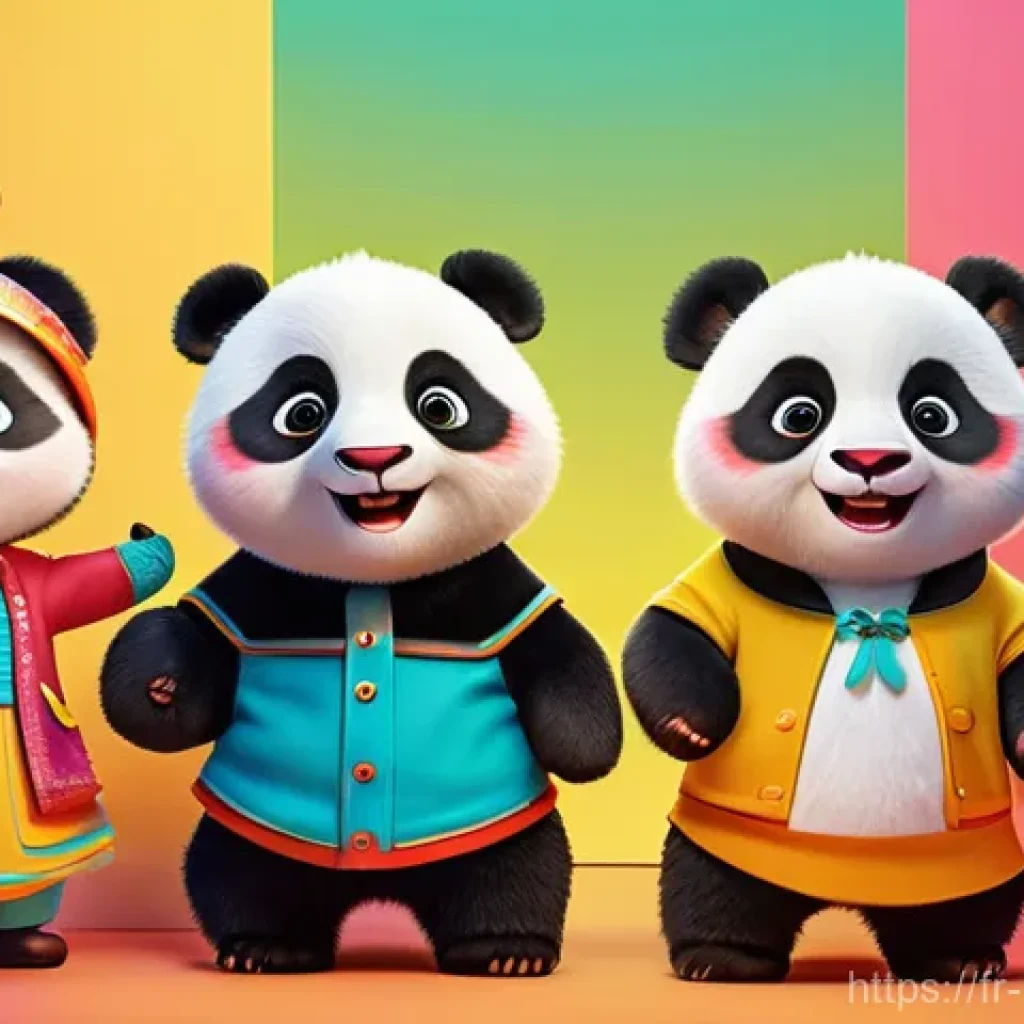 베이비버스 영어 학습 콘텐츠 소개 - **Prompt:** A vibrant, colorful animated scene featuring the cheerful panda characters, Kiki and Miu...