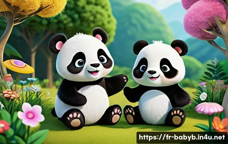 베이비버스 주요 등장인물 관계도 - A vibrant, colorful scene featuring two main BabyBus characters, Kiki and Mumu, in a joyful and coop...