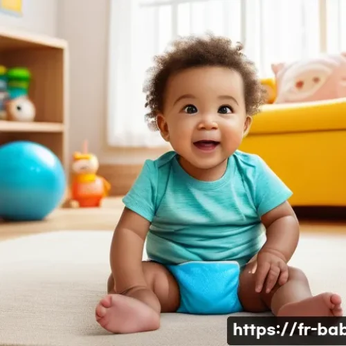 Home 33 베이비버스 유튜브 조회수 높은 에피소드 - A vibrant and colorful digital illustration of a cheerful toddler wearing a diaper, sitting attentiv...